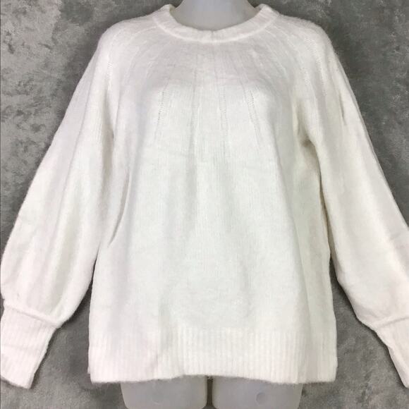 Caslon Women’s Cream Rib Yoke Pullover Sweater Long Sleeve Size Medium NWT - Picture 3 of 14